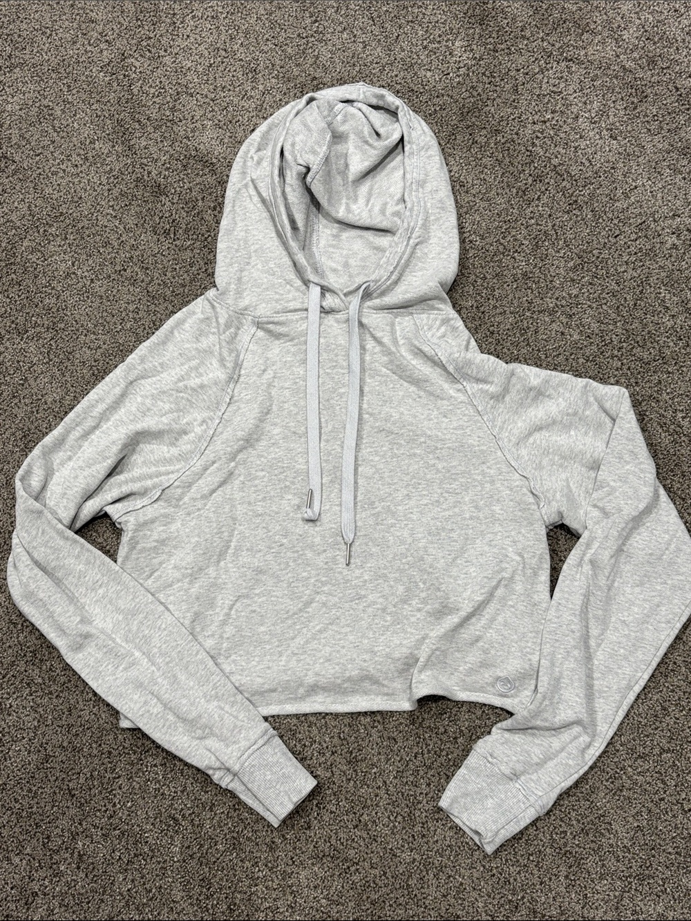 Tasc Performance Women's Light Gray Cropped Hoodie with Drawstring Hood